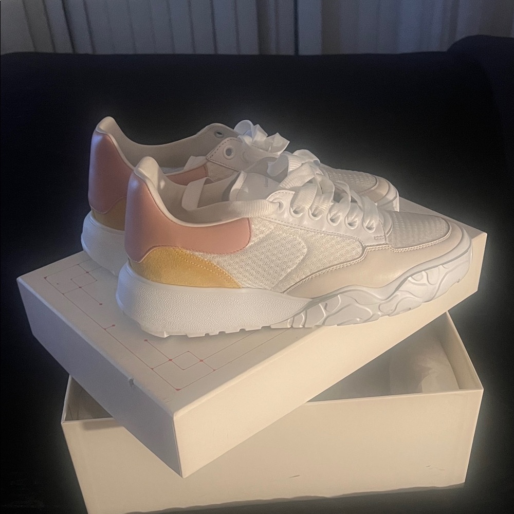 Alexander McQueen Women's Sneakers in White, Pink, and Yellow
